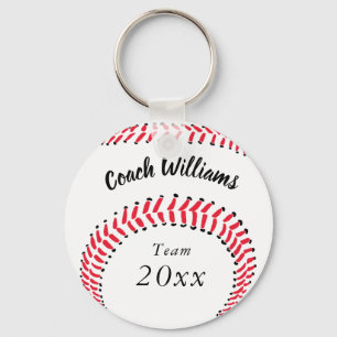 Baseball Coach Add Name, Team and Year Key Ring