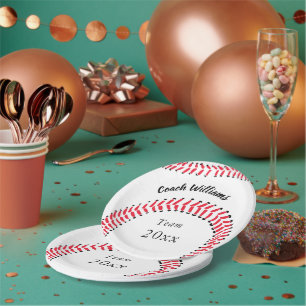Baseball Coach Add Name Team and Year Paper Plate