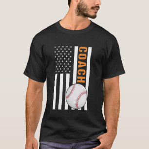 Baseball Coach American Flag Baseball 4th Of July T-Shirt