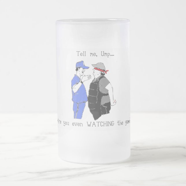 Baseball Coach and Umpire Face Off Frosted Glass Beer Mug (Center)