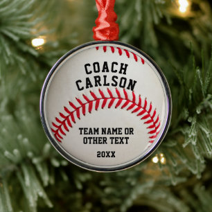 Baseball Coach Ball Stitching Personalized Metal Tree Decoration