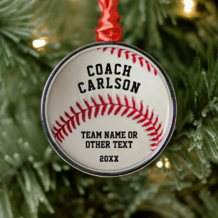 Baseball Coach Ball Stitching Personalized Metal Tree Decoration