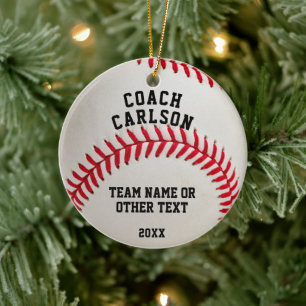 Baseball Coach Ball Stitching Photo Personalized Ceramic Tree Decoration