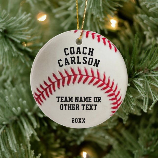 Baseball Coach Ball Stitching Photo Personalized Ceramic Tree Decoration (Tree)