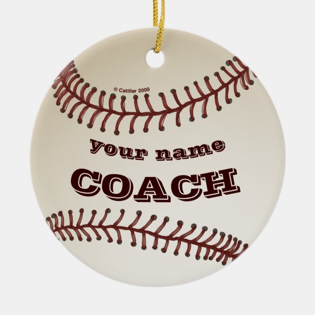 Baseball Coach Ceramic Tree Decoration (Front)