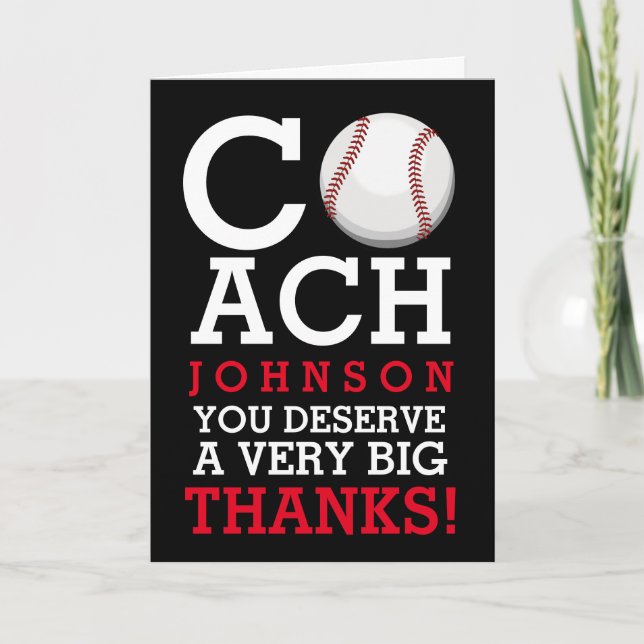 Baseball Coach Custom Name Thank You (Front)