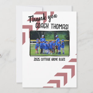 Baseball Coach Custom Team Picture Thank You Card