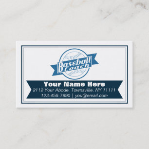 Baseball Coach Customisable Business Cards