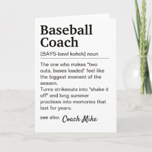 Baseball Coach Definition Personalised Thank You Card