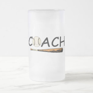 Baseball Coach Frosted Glass Beer Mug