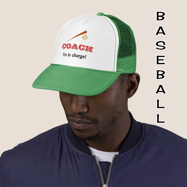 Baseball coach fun custom name trucker hat (Creator Uploaded)