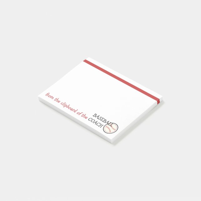 Baseball Coach Funny Sports Themed Clipboard of Post-it Notes (Angled)