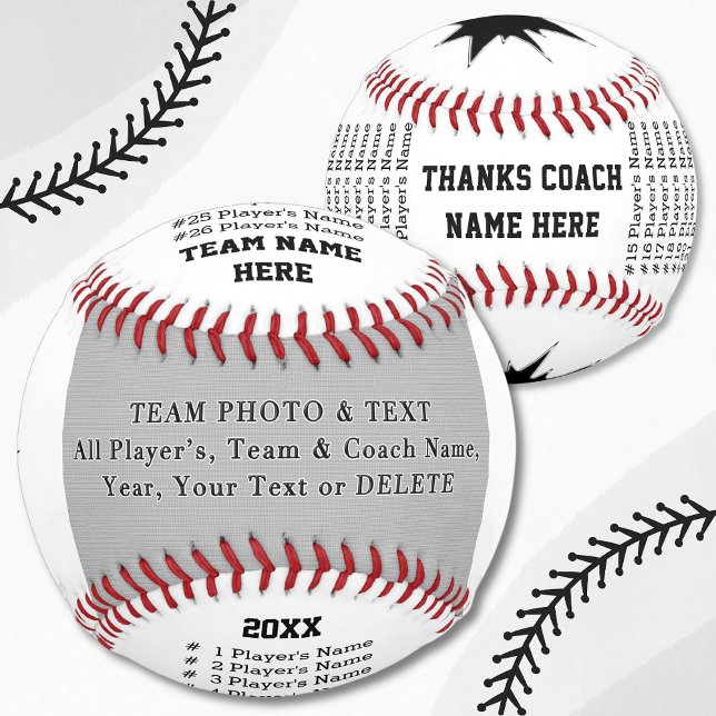 Baseball Coach Gifts, Team Photo, Player's, Coach (Best Baseball Coach Gifts. Photo Baseball. Custom Baseballs. Thank you gifts for baseball coach.)