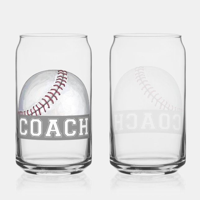 Baseball coach glassware can glass (Front)