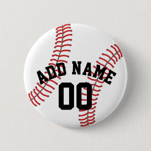 Baseball Coach - Modern Drawing Name Number 6 Cm Round Badge