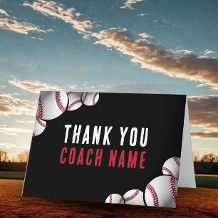 Baseball Coach Name  Thank You Card