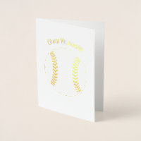 Baseball Coach or Sponsor Thank You Banquet Card