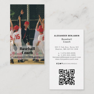 Baseball Coach Photo QR Code Business Card