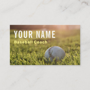 Baseball Coach Player Landscape Green Field Ball   Business Card