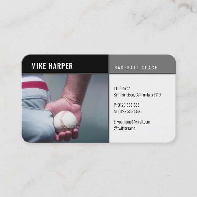 Baseball Coach | Player Photo Business Card (Front)