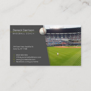Baseball Coach   Player Photo Business Card