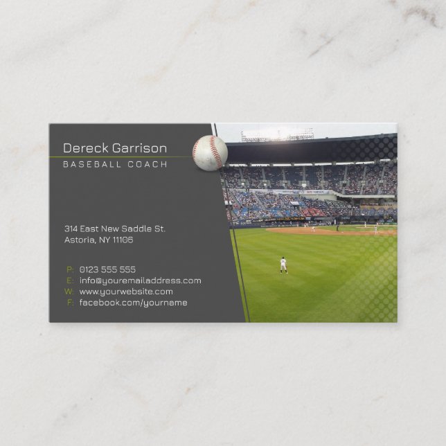 Baseball Coach | Player Photo Business Card (Front)