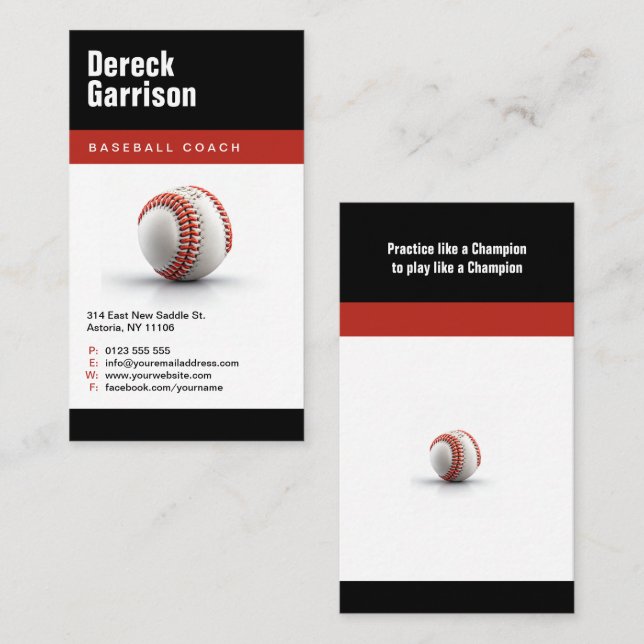 Baseball Coach | Player Photo Business Card (Front/Back)