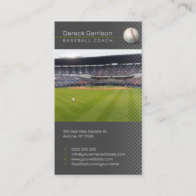 Baseball Coach | Player Photo Business Card (Front)