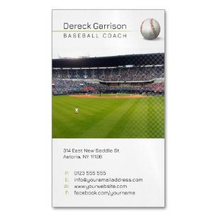 Baseball Coach Player Photo Magnetic Business Card