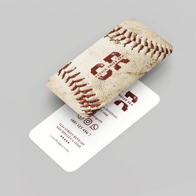 Baseball Coach Rustic Baseball Monogram Initials Business Card (Baseball Coach Rustic Baseball Monogram Initials Business Card
)