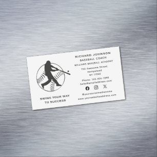 Baseball Coach Softball Instructor Social Media Magnetic Business Card