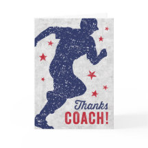 Baseball coach Thank you card with running boy