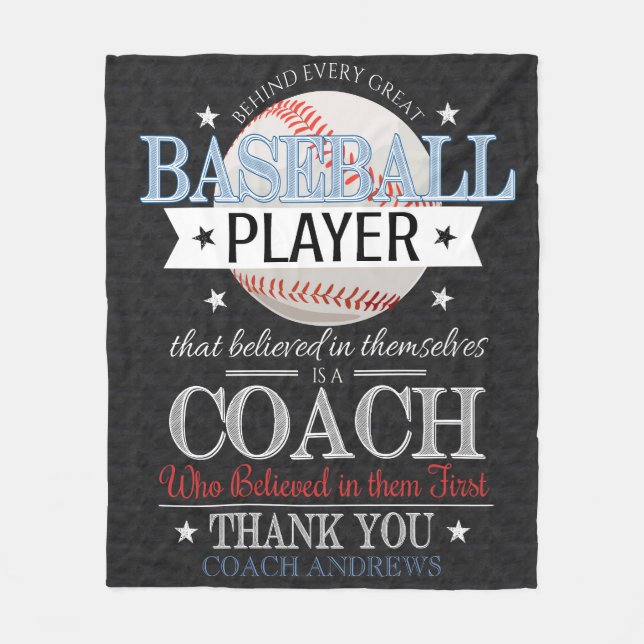 Baseball Coach Thank You Gift Blanket (Front)