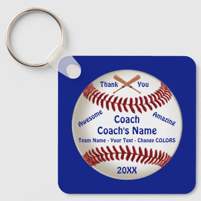 Baseball Coach Thank You, Personalised Keychains (Front)