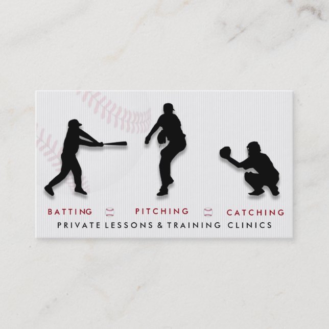 Baseball Coach  Trainer Business Card (Front)