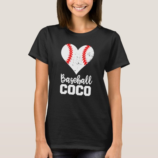 Baseball Coco Baseball Heart Grandma Coco T-Shirt (Front)