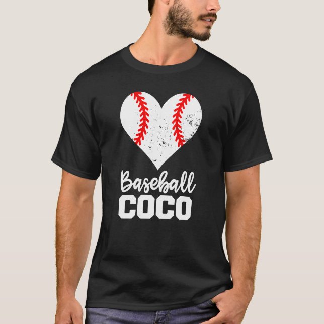 Baseball Coco Baseball Heart Grandma Coco T-Shirt (Front)