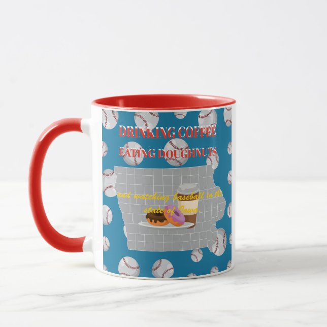 Baseball, coffee and doughnuts in the state of Iow Mug (Left)