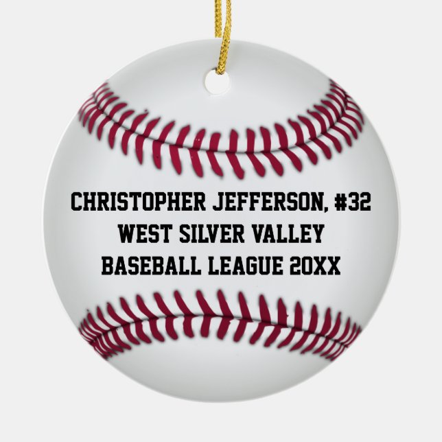 Baseball Colour Photo Sports Ceramic Tree Decoration (Front)