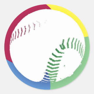 Baseball Colour Quad Classic Round Sticker