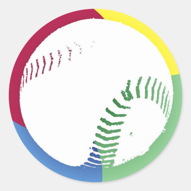 Baseball Colour Quad Classic Round Sticker (Front)