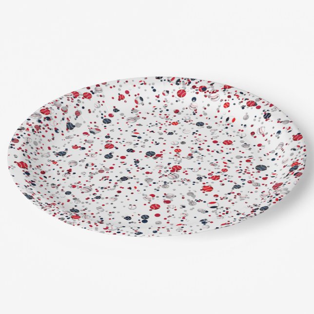 Baseball Confetti, Transparent-PAPER PARTY PLATES (Angled)