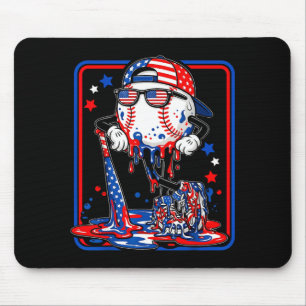 Baseball cool drip 4th of july patriotic american mouse mat
