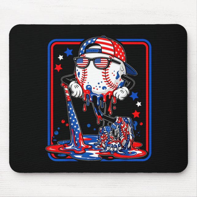 Baseball cool drip 4th of july patriotic american mouse mat (Front)