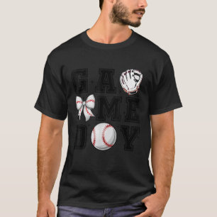 Baseball Coquette Bow Cute Gameday Cheer Mum Sport T-Shirt