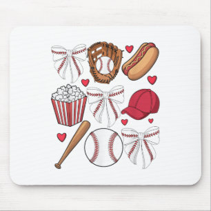 Baseball Coquette Bow Women Girls Baseball Cheer M Mouse Mat