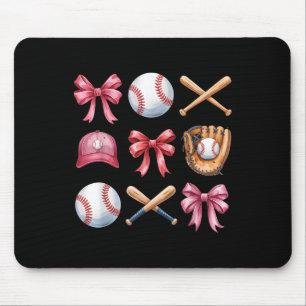Baseball Coquette Bow Women Girls Cheer Mum Mama M Mouse Mat