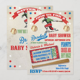 Baseball Couples Baby Shower Invitations