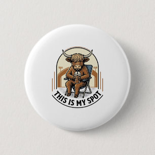 Baseball Cow Shirt With Iced Coffee Mascot 6 Cm Round Badge