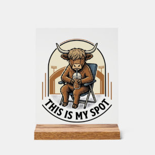 Baseball Cow Shirt With Iced Coffee Mascot Acrylic Sign